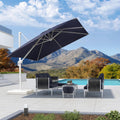 PURPLE LEAF 10 FT Patio Umbrella White Cantilever Umbrella Aluminum Square Outdoor Offset Umbrella Hanging Windproof with 360° Rotation for Garden Deck Pool, Navy Blue