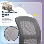 Serta Essential Armless TaskChair, Small Desk Chairs with Wheels, Breathable Mesh Back and Faux Leather, Quality Foam Cushion Seat for Comfort, Minimal Design for Vanity Table, Gray
