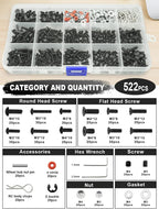 RC Tool Kit Screwdriver Set (Flat, Phillips, Hex) Metal Holder, RC Work Stand, 522PCS Screw Kit, Pliers Set, Body Reamer, Wrench, Tray, Repair Tool for RC Car Boat Quadcopter Helicopter -27pcs (Black)