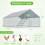 Large Chicken Coop Metal Chicken Run for Yard with Feeding Door