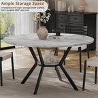 42" Round Dining Table for 2-4, Modern Kitchen Table with Faux Marble Tabletop & Metal Legs, Space Saving Circle Table with Storage, Wood Kitchen & Dining Room Tables for Kitchen Dining Room