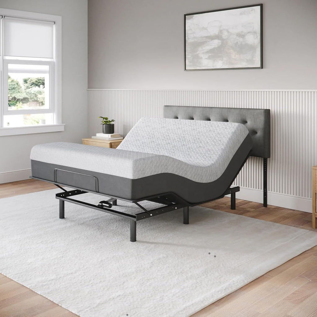 Celestial Sleep Aurora Adjustable Bed Base (Frame) + 12 inch Gel Memory Foam Mattress (Medium Soft), Easy Assembly, Head and Foot Lift, Zero Gravity, Memory Positions, CertiPUR-US Bed - Queen