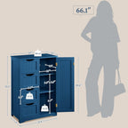 Yaheetech Wooden Bathroom Floor Cabinet, Side Storage Organizer Cabinet with 4 Drawers and 1 Cupboard, Freestanding Entryway Storage Unit Console Table, Bathroom Furniture Home Decor, Navy Blue
