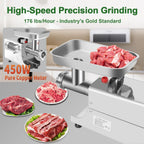 Meat Grinder Heavy Duty Electric,Commercial Meat Grinder #8 for Home Use Deer Processing Best Stainless Steel 2800W Max with 3 Grinding Plates 3 Sausage Stuffer Tubes 1 Pusher 2 Blades