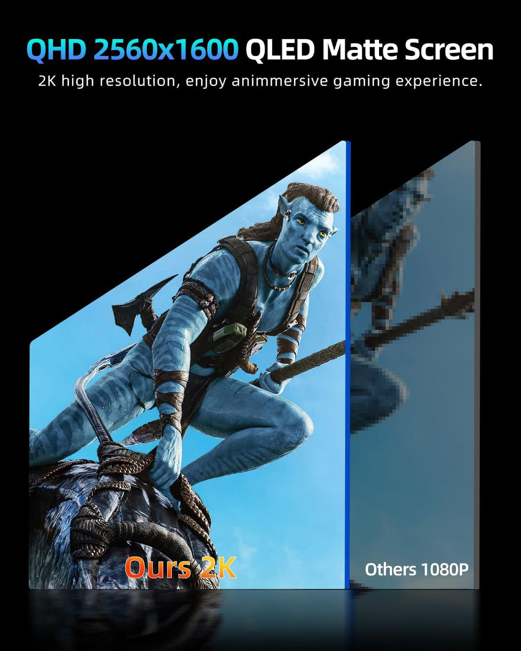 UPERFECT 18" QLED Portable Monitor  2K 2560×1600  144Hz Gaming Display  500 Nits Brightness  FreeSync HDR  100% DCI-P3  Ultra-Slim USB-C/HDMI Monitor for Laptop MacBook Phone Game Console  VESA Mount