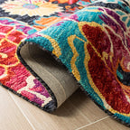 SAFAVIEH Aspen Collection Area Rug - 9' x 12', Charcoal & Blue, Handmade Boho Floral Wool, Ideal for High Traffic Areas in Living Room, Bedroom (APN520H)