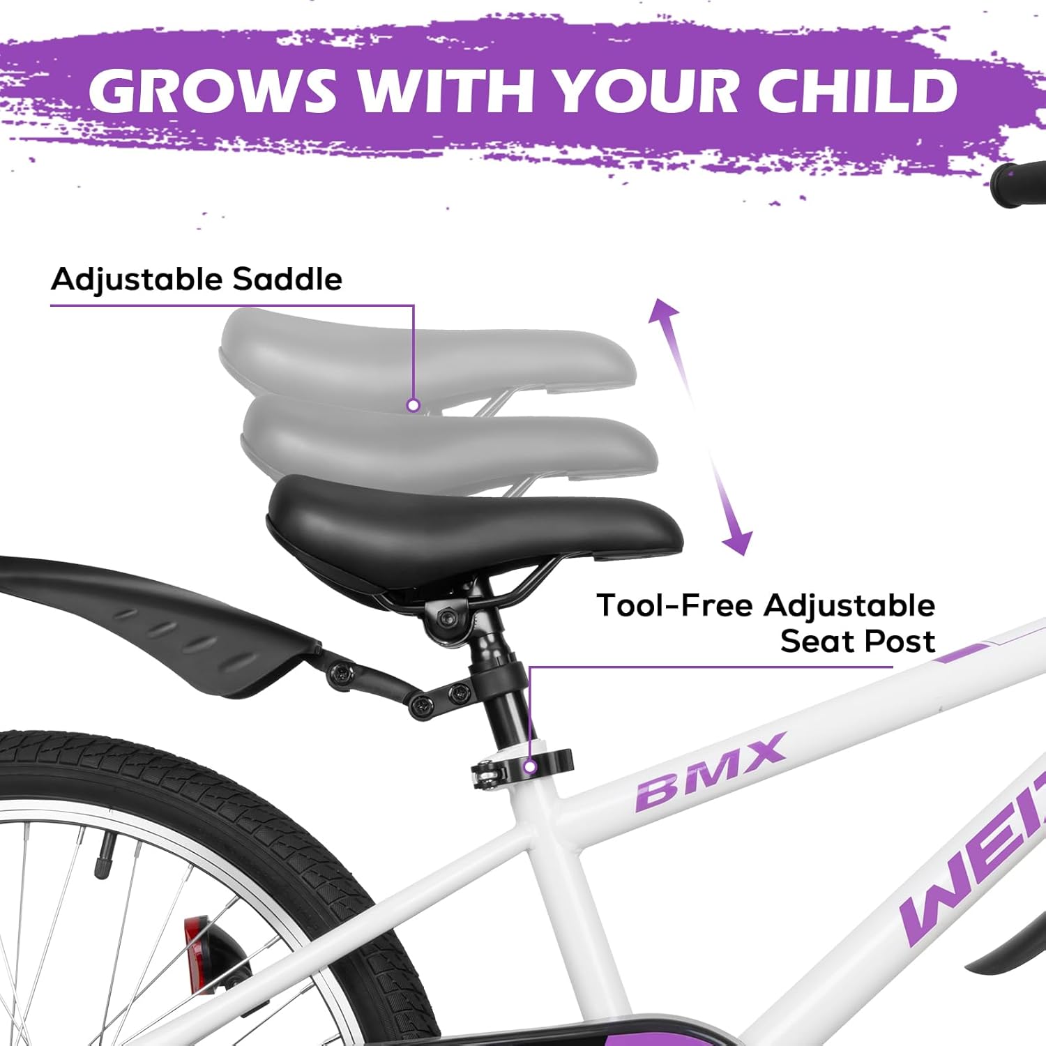 WEIZE 16 20 Inch Kids Bikes,Boy's Bike for Kids,BMX Style Bicycle for Boys Girls Ages 4-12 Years Old,Kids Bicycle with Adjustable Seat,Training Wheels,Front and Rear Fender,Multiple Color Options
