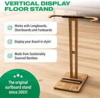 COR Surf Bamboo Surfboard Stand | Premium Standing Rack to Display Your Board