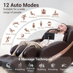 MYNTA Massage Chair Full Body  Zero Gravity SL Track Heavy Duty Massage Recliner Chair with Heat  12 Auto Modes for Home  M1612 Brown