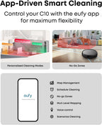 eufy C10 Robot Vacuum Self Emptying, 8 Weeks Hands Free, Advanced Smart Mapping with LiDAR Navigation, 2.85-Inch Slim Design, Powerful Suction, Edge Expansion Brush for Pet Hair, Carpet Detection
