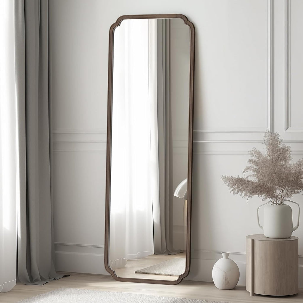 WallBeyond Full Length Mirror Wall Mounted 71"x24", Rustic Wooden Frame Floor Mirror, Large Full Body Mirror for Bedroom, Leaning or Hanging Against Wall (Walnut Solid Wood)