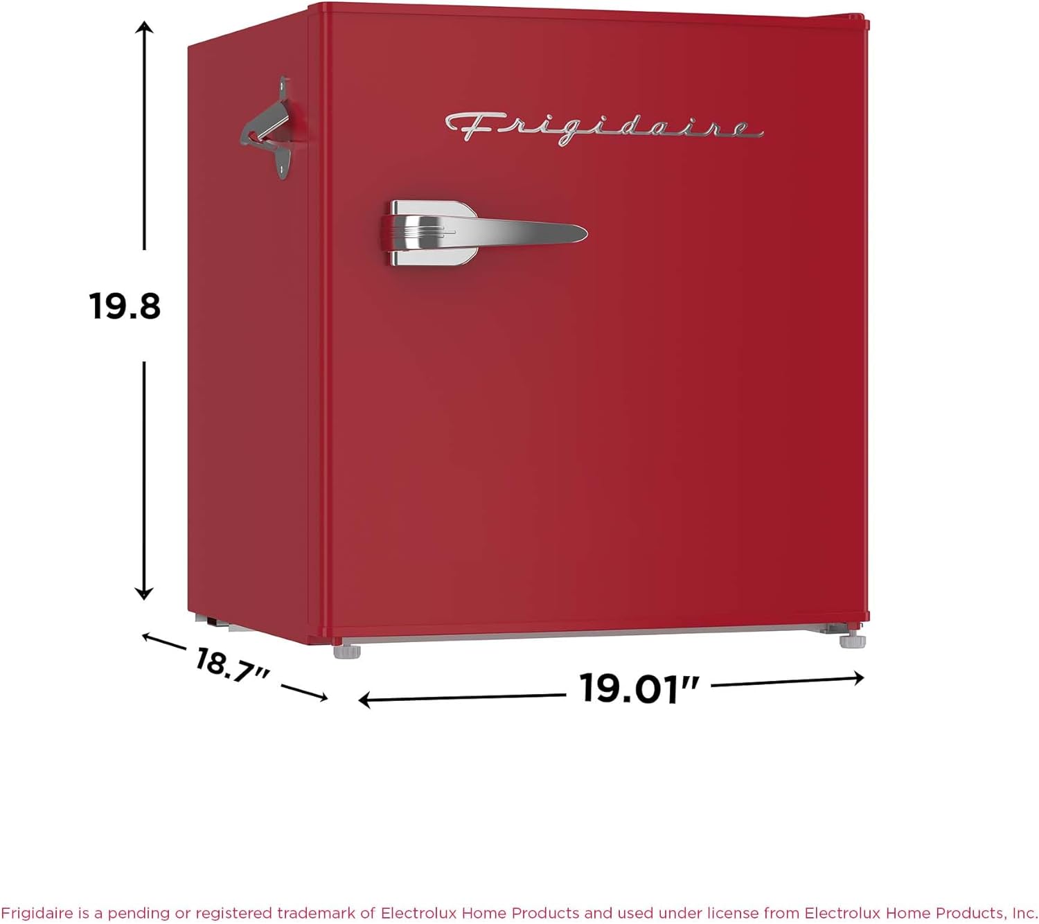 Frigidaire EFR176-RED 1.6 cu. ft. Retro Bar Fridge with Side Bottle Opener, Red