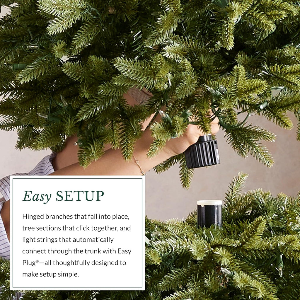 Balsam Hill 7.5ft Pre-Lit Classic Blue Spruce - Artificial Christmas Tree with 1000 Clear Incandescent Lights, Easy Plug Technology, Premium Stand for Indoor Holiday Decorating