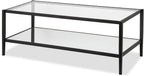 Henn&Hart 45" Wide Rectangular Coffee Table with Mirror Shelf in Blackened Bronze, Modern coffee tables for living room, studio apartment essentials