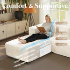 132'' U Shaped Sectional Couches for Living Room, Beige Modular Boneless Cloud Sofa with 2 Chaise Lounges, 4-in-1 Flexible Combination Layered Foam Cushion Deep Seat Corner Couch, No Assembly