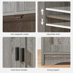 Iwell Storage Cabinet with 2 Drawers & 2 Adjustable Shelves, Kitchen Cabinet, Cupboard, for Living Room, Kitchen, Entryway, Home Office, Grey