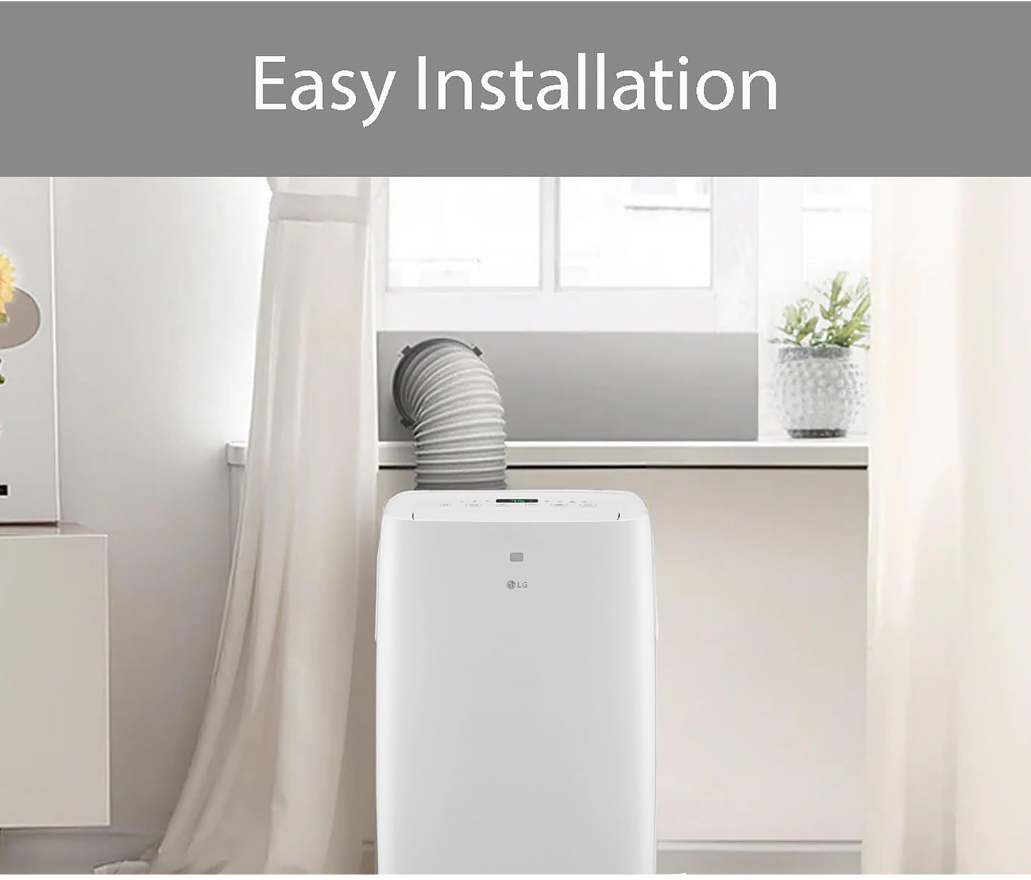 LG 6,000 BTU DOE 8,000 BTU ASHRAE Portable Air Conditioner, 115V, Cools 250 Sq.Ft. (10' x 25' Room Size), Quiet Operation, LCD Remote Control, and Window Installation Kit, White