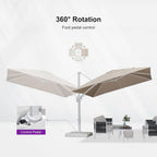 PURPLE LEAF 10 FT Right-left Tilt Patio Umbrella Swivel White Cantilever Umbrella with Tilt Aluminum Outdoor Umbrella with 360° Rotation for Deck Pool Garden, Beige