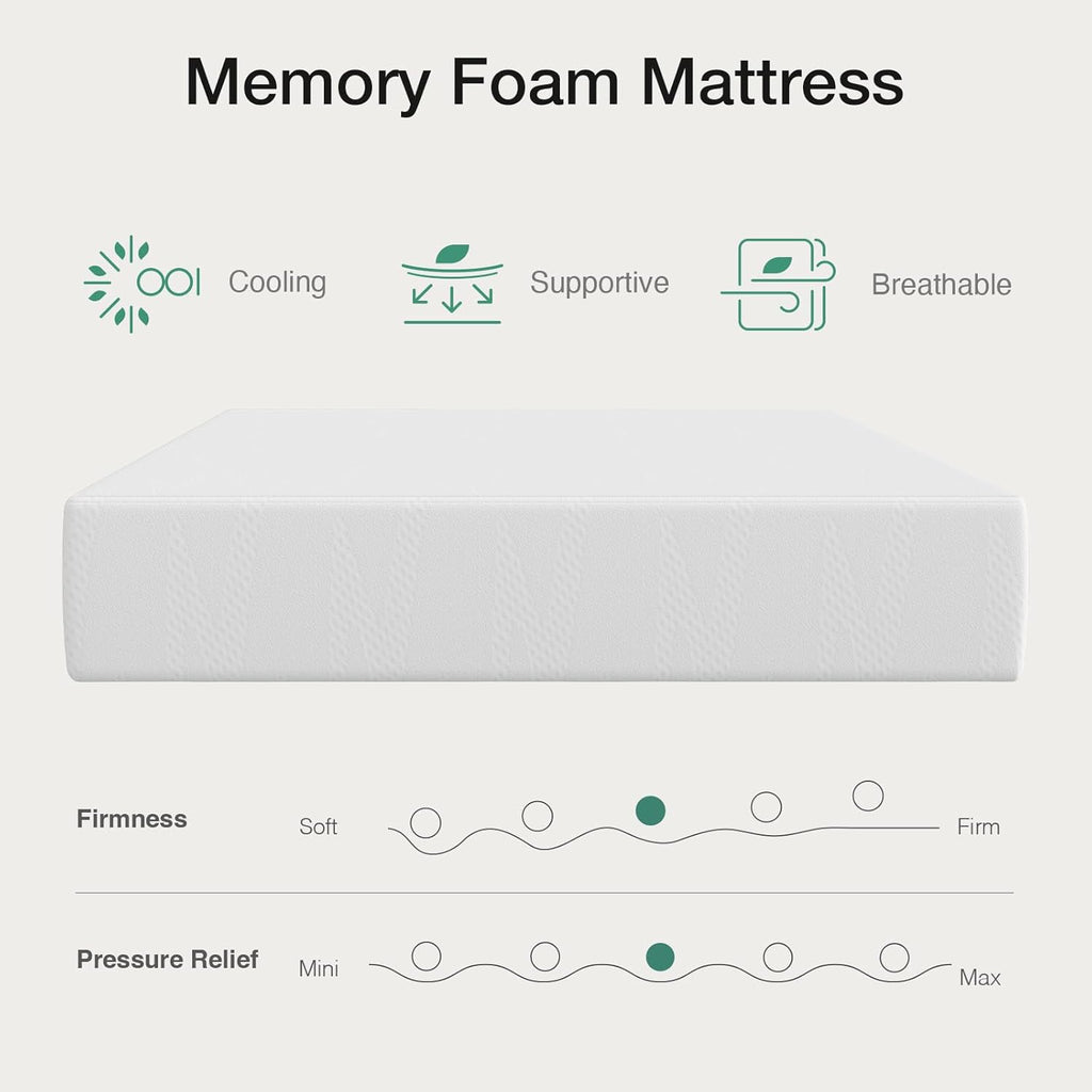 Novilla 12 Inch Queen Mattress in a Box, Gel Memory Foam Queen Size Bed Mattress for Cooling Night Sleep, Comfort Sleep & Pressure Relief, CertiPUR-US Certified,White