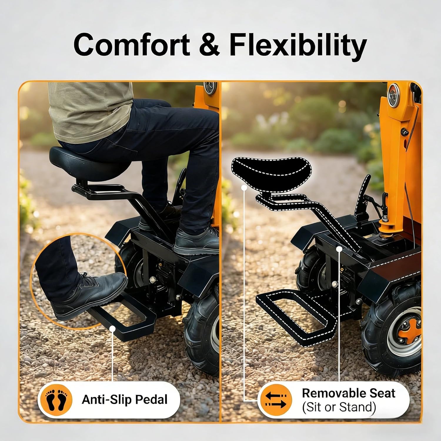 Electric Wheelbarrow  1900W Powerhouse 2205 lbs Heavy Duty Dump Cart All-Terrain Wheels for Hill Climbing & Rough Ground Utility Wagon for Yard  Garden  Construction Hauling & Dumping