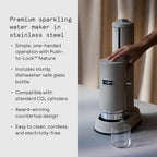 Aarke Carbonator Pro, Sparkling & Carbonation Water Machine, Stainless Steel with Glass Reusable Bottle Volume 800 mL/27 fl oz (Sand)