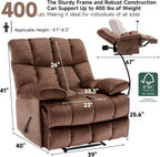 Euthymia Oversized Recliner Chair, Heavy Duty Recliner Chairs for Adults 400LBS, Large Recliner Chair, Extra Wide Recliners for Living Room, Brown