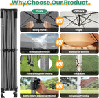 COBIZI 10x15 Heavy Duty Pop up Canopy Tent with 4 sidewalls  Commercial Outdoor Tents for Parties Backyard Event  Wedding  All Season Waterproof Event Shelter with Carry Bag  Gray(Frame Thickened)