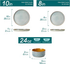 vancasso ONION Ceramic Plates and Bowls Sets, 24 Pieces Light Blue Dinnerware Sets for Kitchen, Reactive Glaze Dishes Set for 8, Dishwasher and Microwave Safe