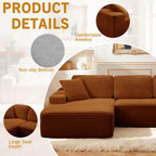 109.4” Modular Sectional Sofa, Convertible Sofa Bed, No Assembly Required Cloud Couch with Deep Seat, Modern L-Shaped Boneless Sofa for Living Room (Orange)