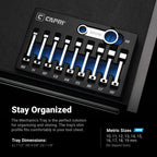 Capri Tools 3/8 in. Drive Torque Adapter Set, 12-Point Box End, 10 to 19 mm, Metric, 10-Piece with Mechanic's Tray