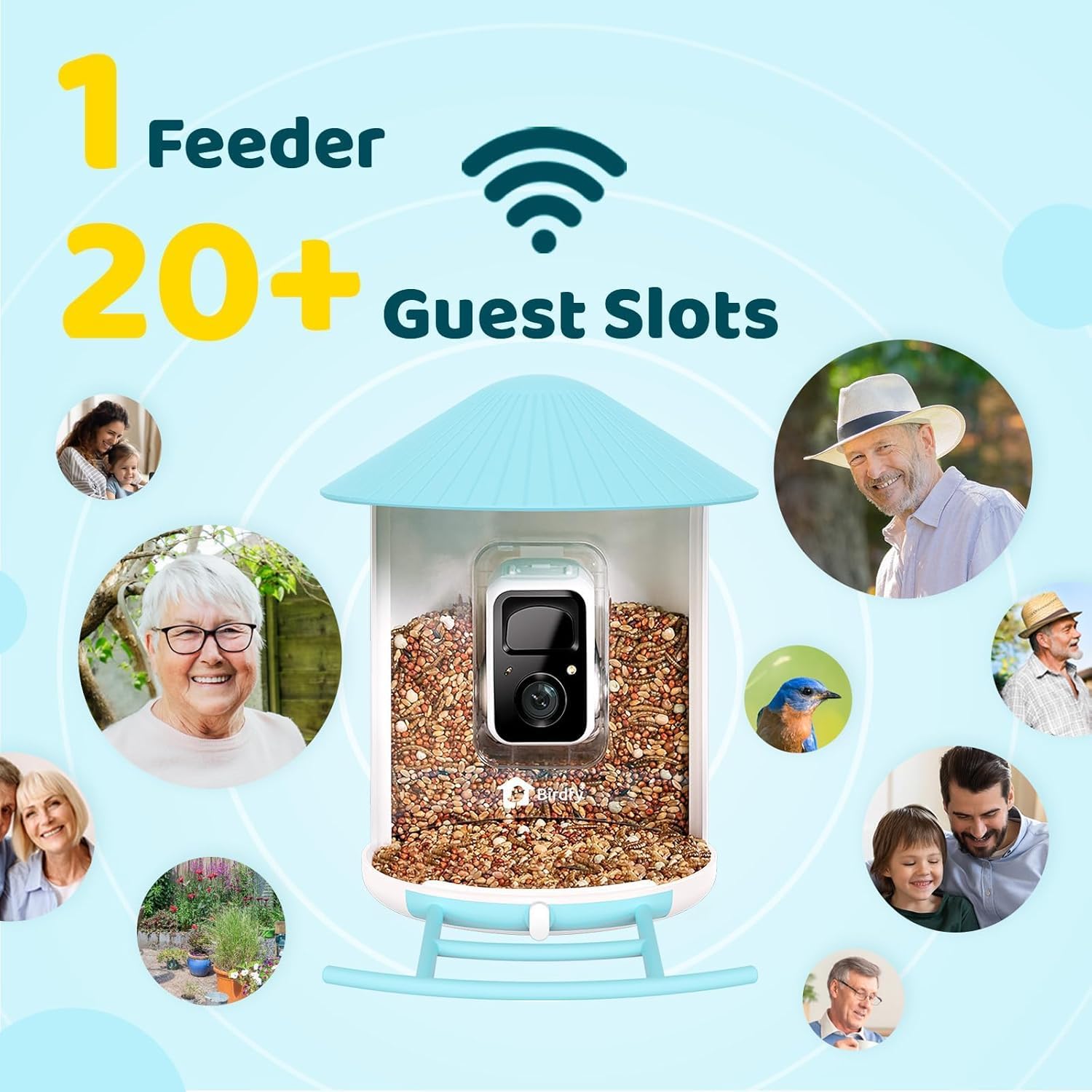 NETVUE by Birdfy Smart Bird Feeder with Camera Solar Power  Smart AI Birdwatching Camera  Auto Capture & Notify  Clear Day & Color Night Video & Pictures  Ideal Gift for Lover