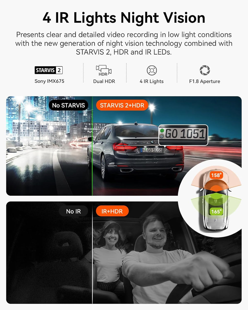 Vantrue N2X 2.7K Dash Cam Front and Inside  5G WiFi Dual Dash Camera for Car with HDR IR Night Vision  STARVIS 2  GPS  2.5K/60FPS  G-Sensor  24/7 Parking Mode  Voice Control  Support 512GB Max