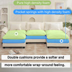 120" Modular Sectional Sofa, Comfy Cloud Couch Sectional Sofa with Ottoman, Chenille Sofa Sleeper Deep Seat Sofa with Throw Pillows for Living Room (Beige White, 120"- U Shape)