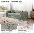 80" Convertible Sofa Bed, Corduroy Deep Seat Folding Pull Out Couch with Pillows, No Assembly Modern Boneless Couch Compression Sofa in Box, Floor Sofa with Storage Pocket for Living Room,Light grey