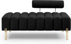 NIOIIKIT 53.2" Modern Loveseat Sofa Couch, Upholstered Accent Sofa with Golden Legs and Adjustable Backrest, Small Teddy Fleece Couches for Bedroom, Living Room, Compact Small Space (Black Teddy)