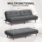 Homall Futon Couch, Modern Futon Sofa Bed with Adjustable Backrest, Convertible Sleeper Sofa Bed for Small Apartments, Loveseat, Office (Fabric, Grey)