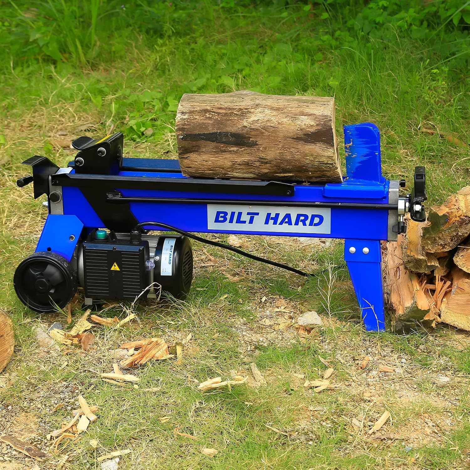 BILT HARD Log Splitter 6.5 Ton  Wood Splitter Electric Powered 15Amp  with Hydraulic Ram  Electric Firewood Splitting Machine  Horizontal