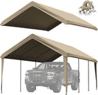 Carport Replacement Canopy Cover 12'x20' for Tent Top Garage Shelter Cover, 800D Heavy Duty Oxford Waterproof & UV Protected Car Canopy Tarp with Ball Bungees (Frame is not Included)