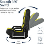 Best Choice Products Swivel Gaming Chair 360 Degree Multipurpose Floor Chair Rocker for TV, Reading, Playing Video Games w/Lumbar Support, Armrest Handles, Adjustable Foldable Backrest - Black/Yellow