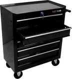 5-Drawer Tool Cart on Wheels, Drawers Rolling Tool Chest with Key Lock, Mobile Trolley Organizer Tools Box with Locking Wheels & Ball Bearing Drawers for Garage,Repair Shop,Warehouse (Black)