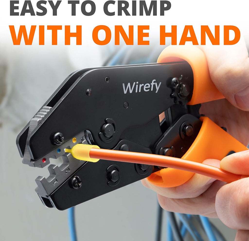 Wirefy Crimping Tool Set 11 PCS - High Leverage Wire Crimper 9" - Heat Shrink, Nylon, Insulated Flag, Non-Insulated Connectors