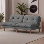 Flamaker Convertible Futon Sofa Bed Futon Couch with Adjustable Back Upholstered Sleeper Sofa Bed for Living Room Furniture (Fabric,Grey)