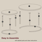 Nesting Coffee Table Set of 2, 27.6inch Round Coffee Table Wood Marble Pattern Top with Sturdy Metal Frame, End Table Side Tables for Living Room Bedroom Balcony Yard (Black),CFT2601