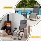 Sweetcrispy Zero Gravity Chairs, Set of 4 Portable Recliner Beach Camping Patio Outdoor Folding Lounge Chair with Cup Holder Trays and Adjustable Pillow for Poolside, Garden, Backyard, Lawn (Grey)