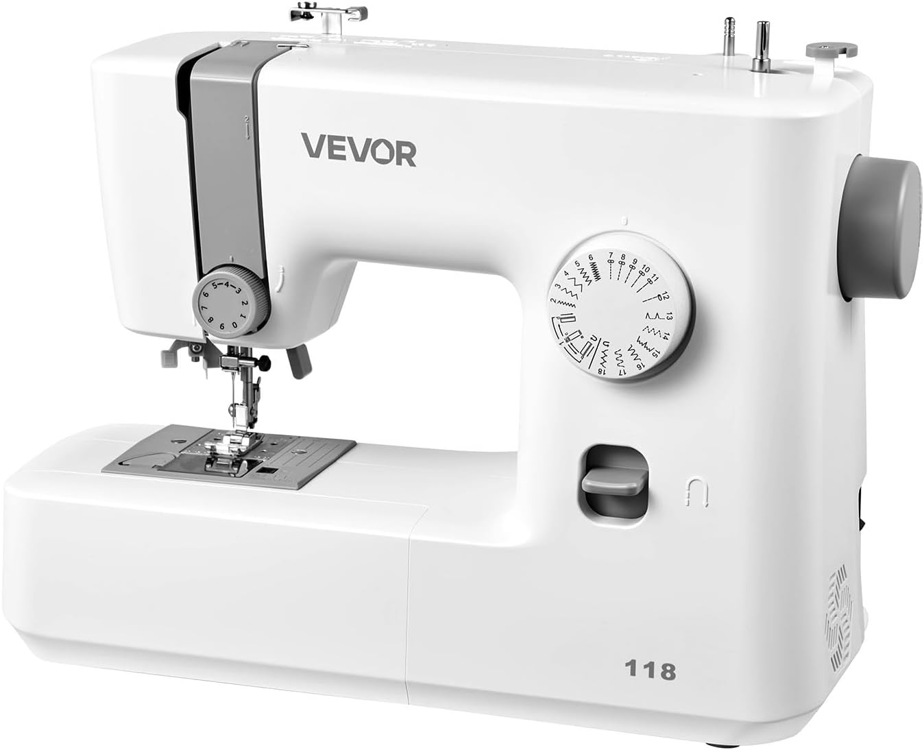 VEVOR Sewing Machine, 18 Stitch Applications, with LED Light and Foot Pedal, Simple Dial Control, Interior Metal Frame, Lightweight and Portable Beginner Sewing Machine for Adults Crafts and Mending