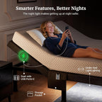 Tami Tami T600 Adjustable Bed Frame Split King Size with Remote & Massage - Syncable Electric Beds Bases, Zero Gravity, Dual Side USB, Nightlight, Quiet Motor, 5 Min Easy Assembly