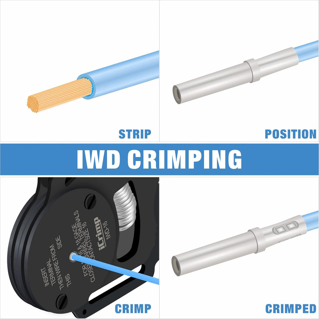 IWISS iCrimp KIT-DC02 Wire Crimping Tool Kit for Deutsch Connectors and Weather Pack Terminals with Connector Removal Tools