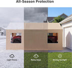 LAUSAINT HOME 10x20FT Carport, Heavy Duty Car Canopy with Roll-up Windows, Garage Storage Tent Shelter with Removable Sidewalls & Doors, for Boat, Car, Truck, Khaki