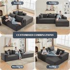 110” Cloud Sectional Couch, Boneless Sofa for Living Room, Modular Sectional Sofa with Deep Seat, Fluffy Couch with L-Shaped Chaise, No Assembly Required (Right-Facing Chaise, Dark Grey)
