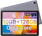 Tablet 10.1" Android Tablet, Octa-Core Processor, 10GB RAM+128GB ROM 1TB Expandable, Widevine L1 1280x800 IPS HD Touchscreen, 5MP+8MP Dual Camera Face Unlock, 5000mAh Battery WiFi 6 BT5.3,Gray